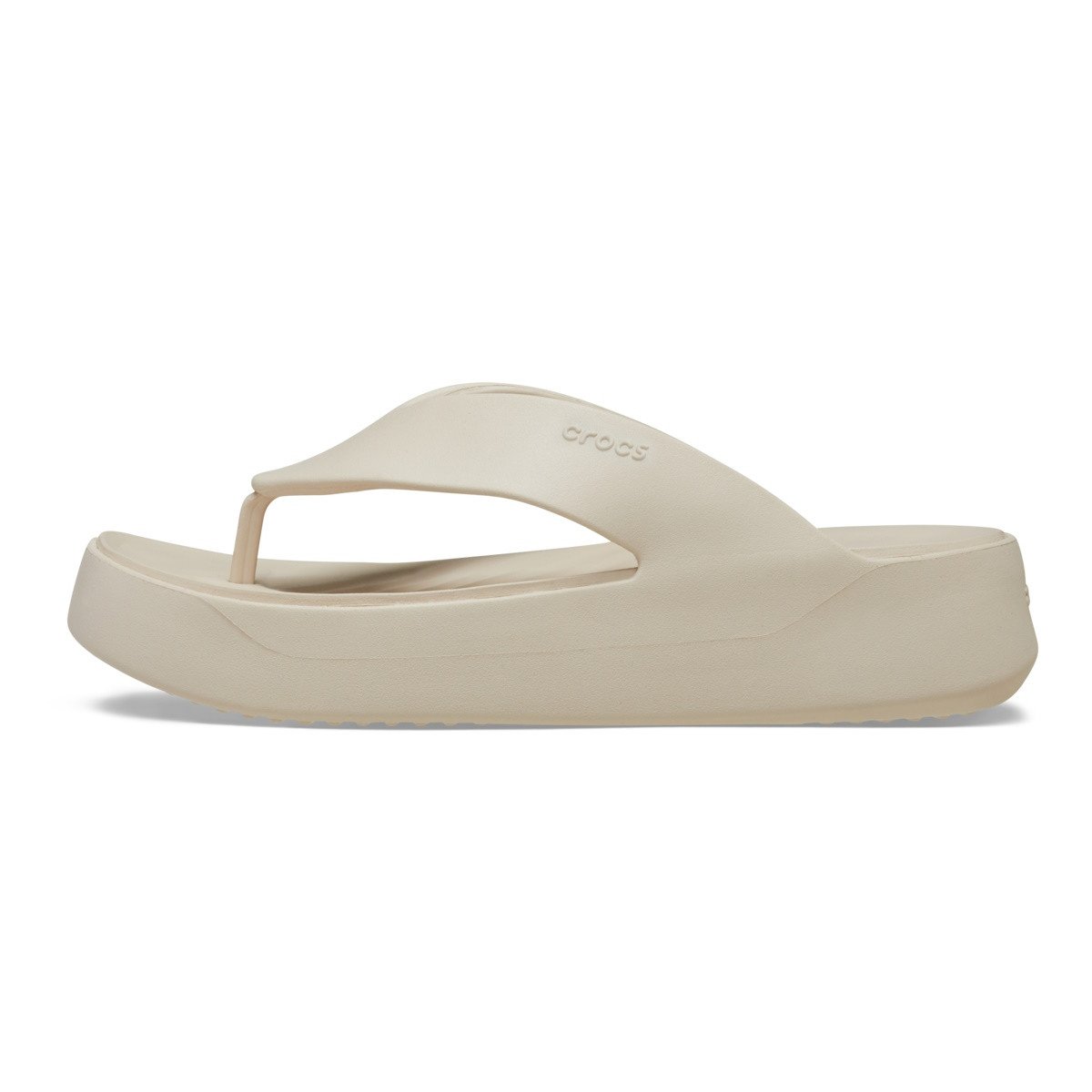 Slapi Crocs Getaway Platform Flip Bej - Stucco - 2 | YEO