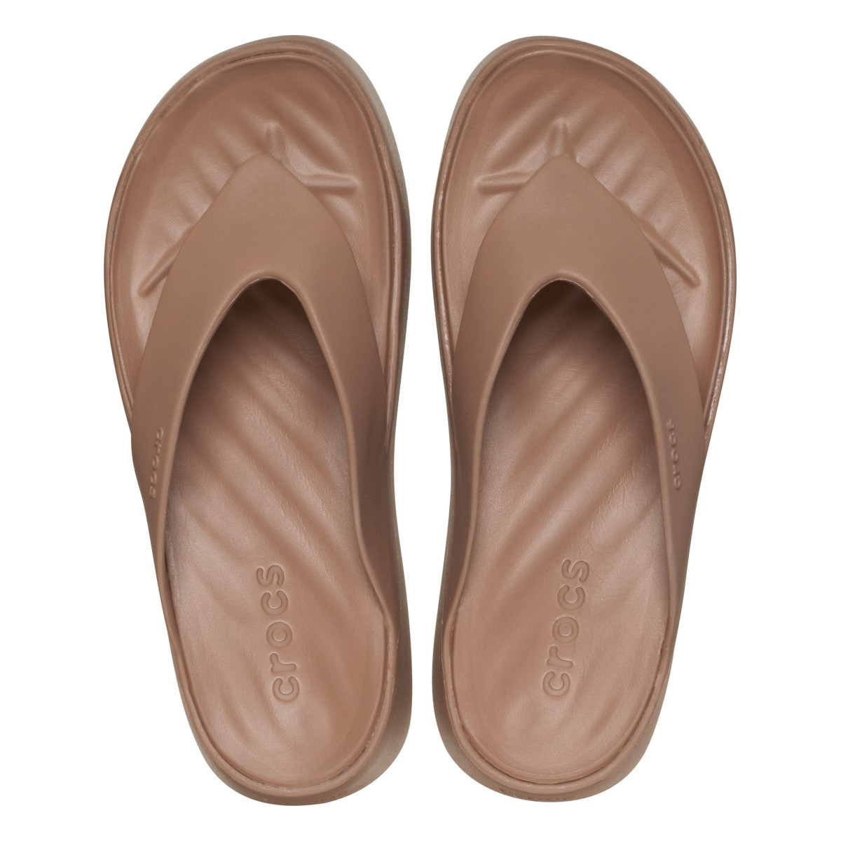 Slapi Crocs Getaway Platform Flip Maro - Latte - 4 | YEO