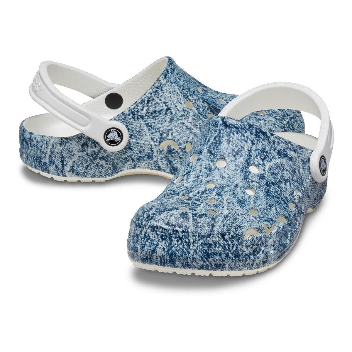 Saboti Crocs Baya Denim Clog Alb - White/Multi - 3 | YEO