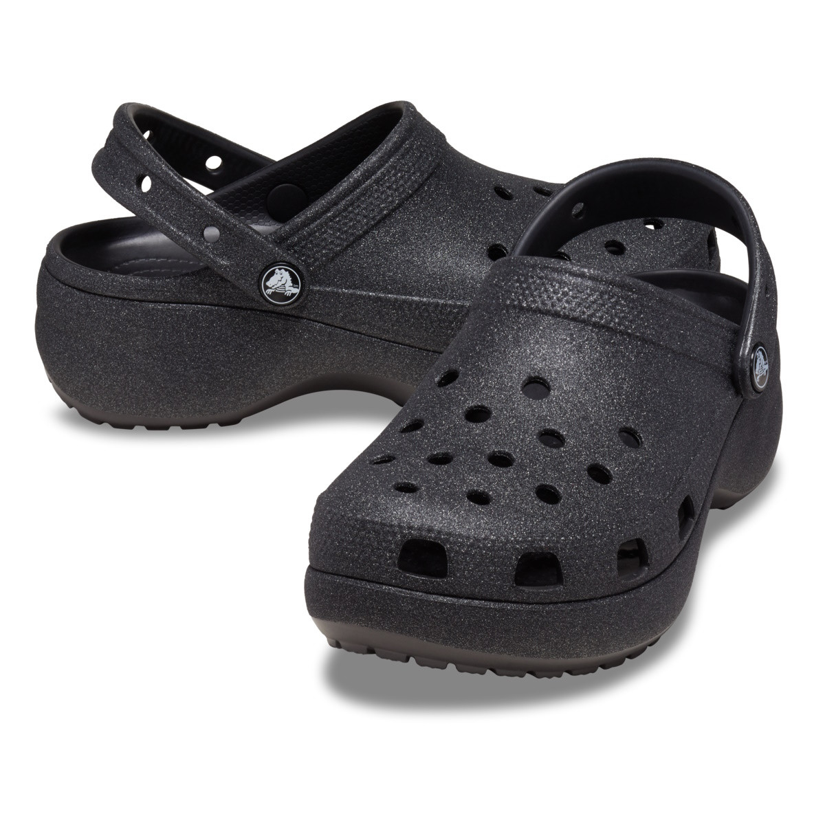 Saboți Crocs Women\'s Classic Platform Glitter Clog Negru - Black - 2 | YEO