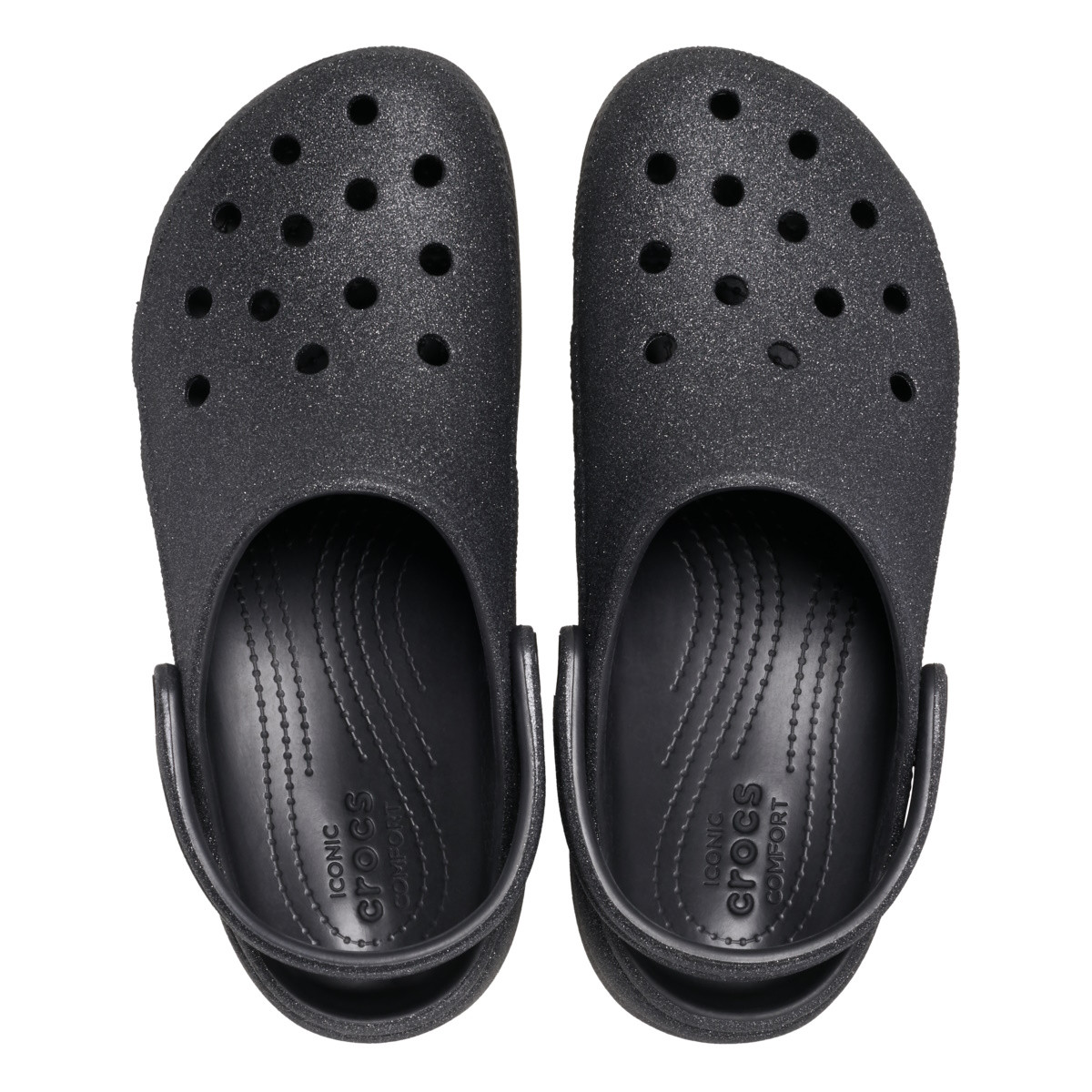 Saboți Crocs Women\'s Classic Platform Glitter Clog Negru - Black - 3 | YEO