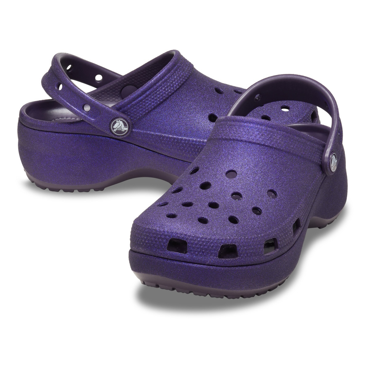Saboți Crocs Women\'s Classic Platform Glitter Clog Mov - Dark Iris - 2 | YEO