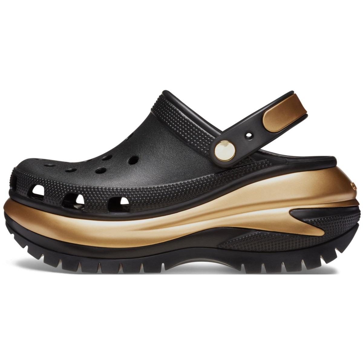 Saboti Crocs Mega Crush Metallic Clog Negru - Black/Gold - 2 | YEO