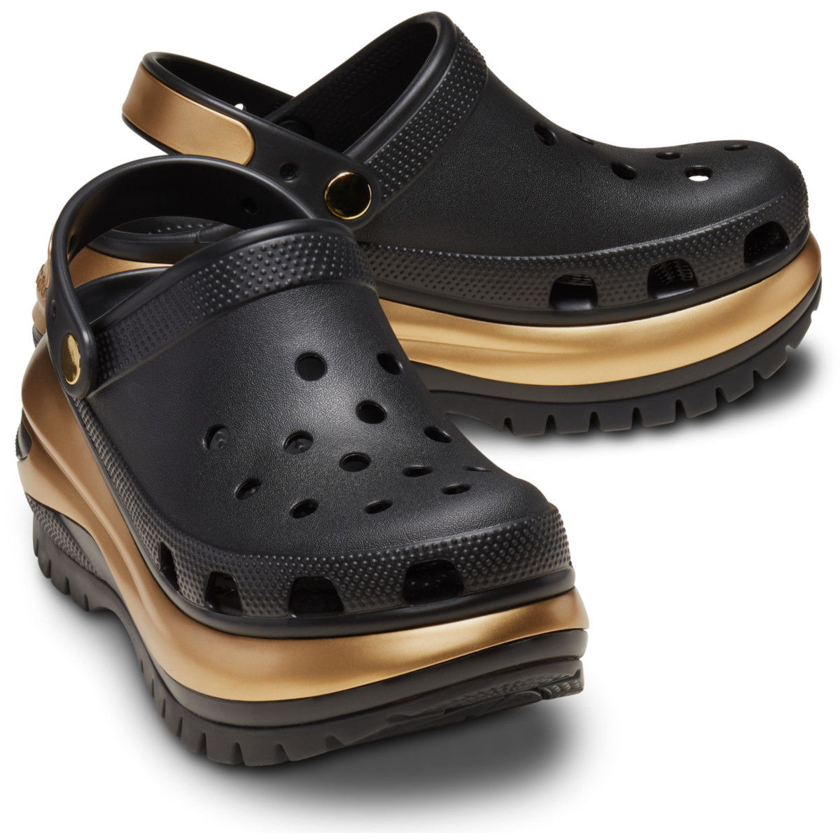Saboti Crocs Mega Crush Metallic Clog Negru - Black/Gold - 3 | YEO