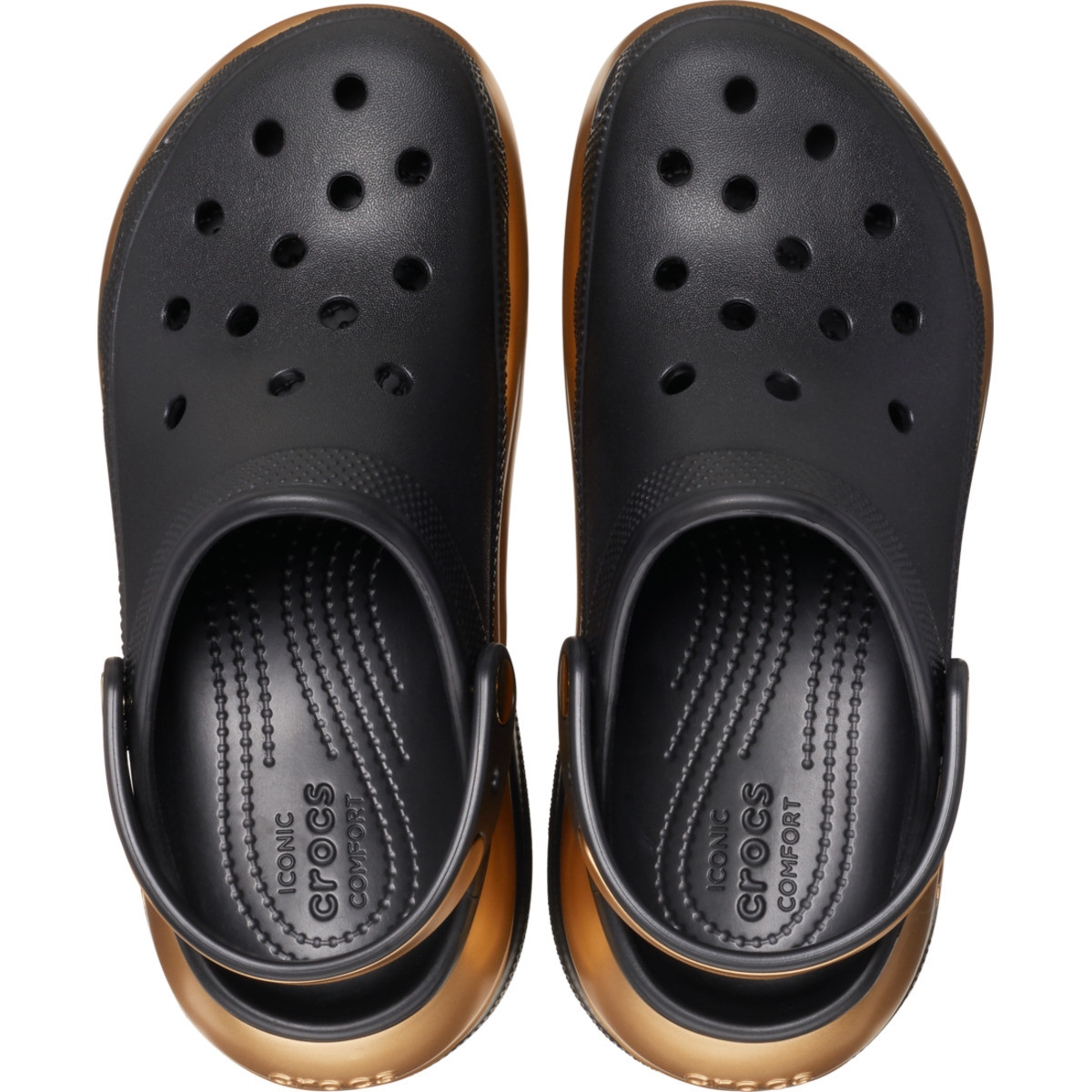 Saboti Crocs Mega Crush Metallic Clog Negru - Black/Gold - 4 | YEO