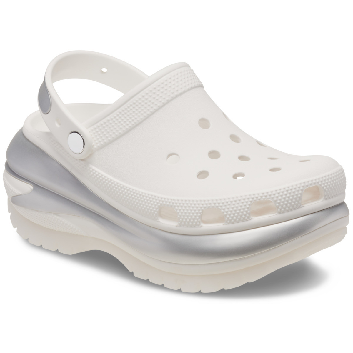 Saboti Crocs Mega Crush Metallic Clog Alb - White/Silver - 1 | YEO