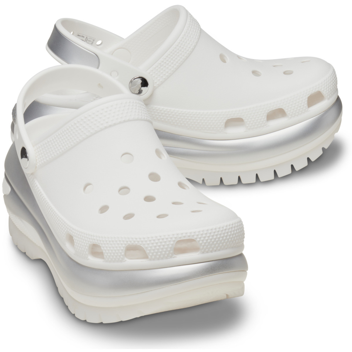 Saboti Crocs Mega Crush Metallic Clog Alb - White/Silver - 2 | YEO