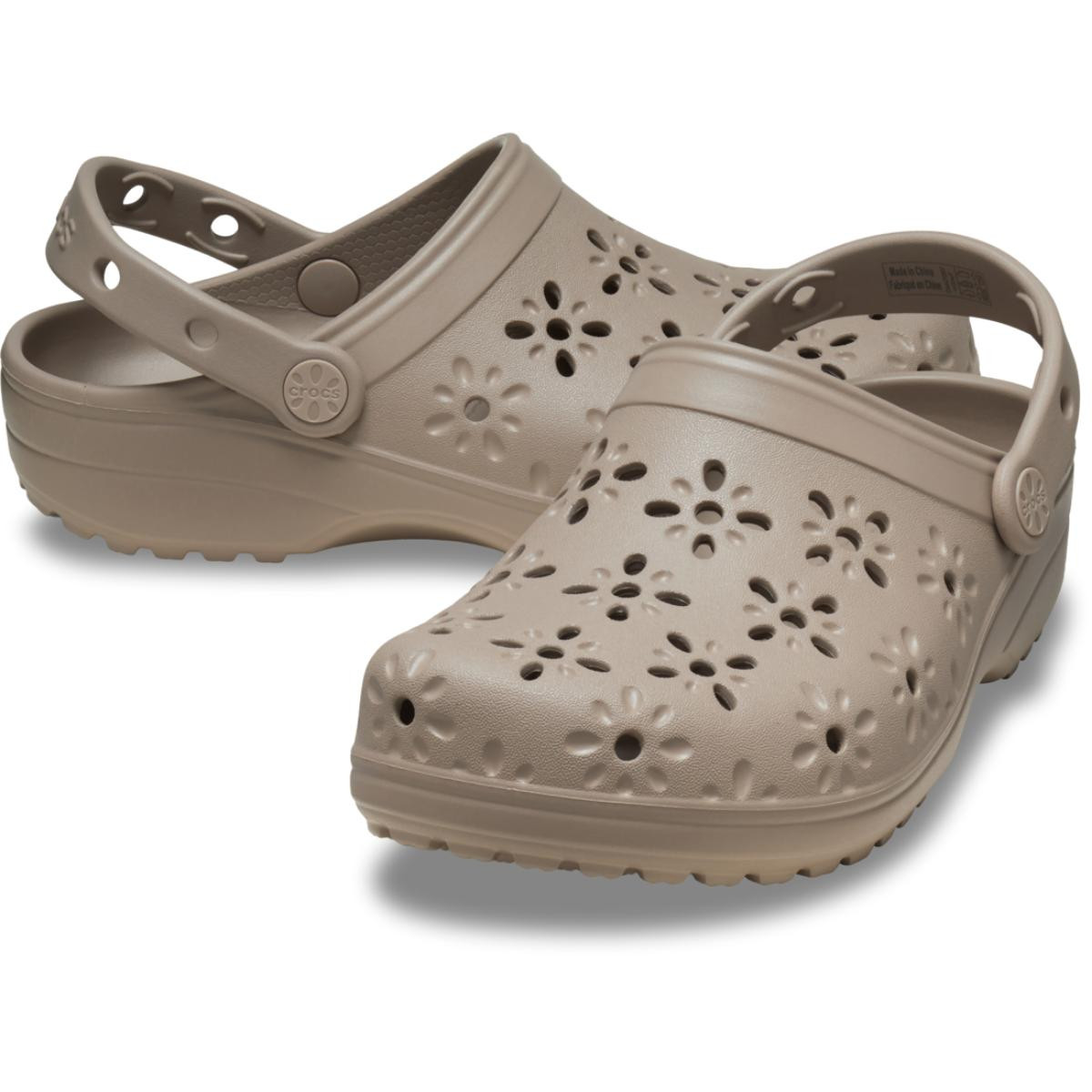 Saboti Crocs Classic Floral Cut-Out Clog Maro - Taupe - 3 | YEO
