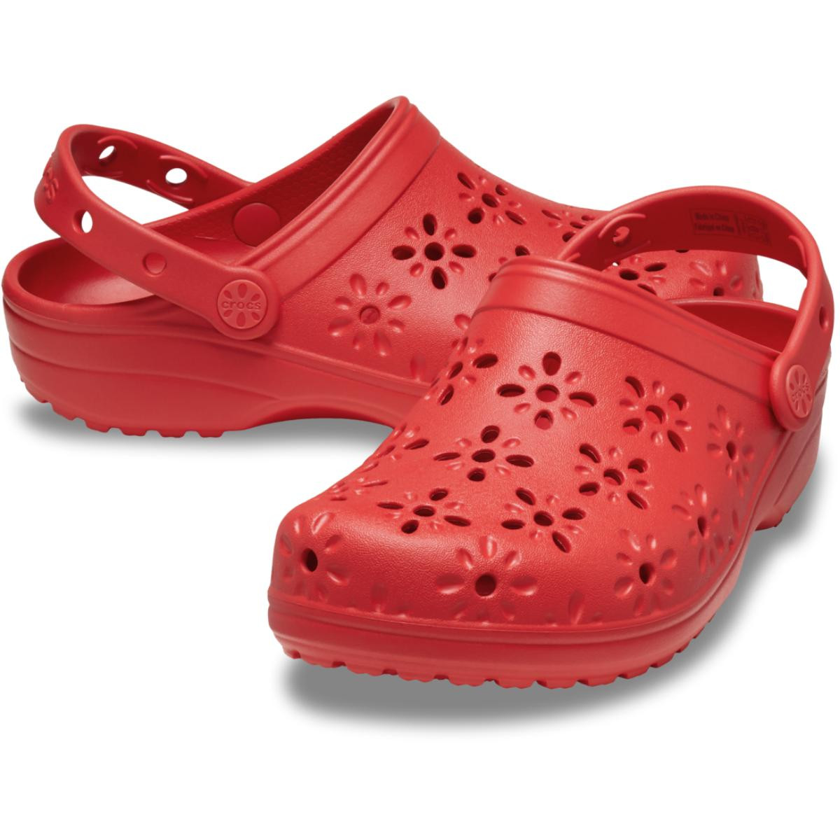 Saboti Crocs Classic Floral Cut-Out Clog Rosu - Cherry Red - 3 | YEO