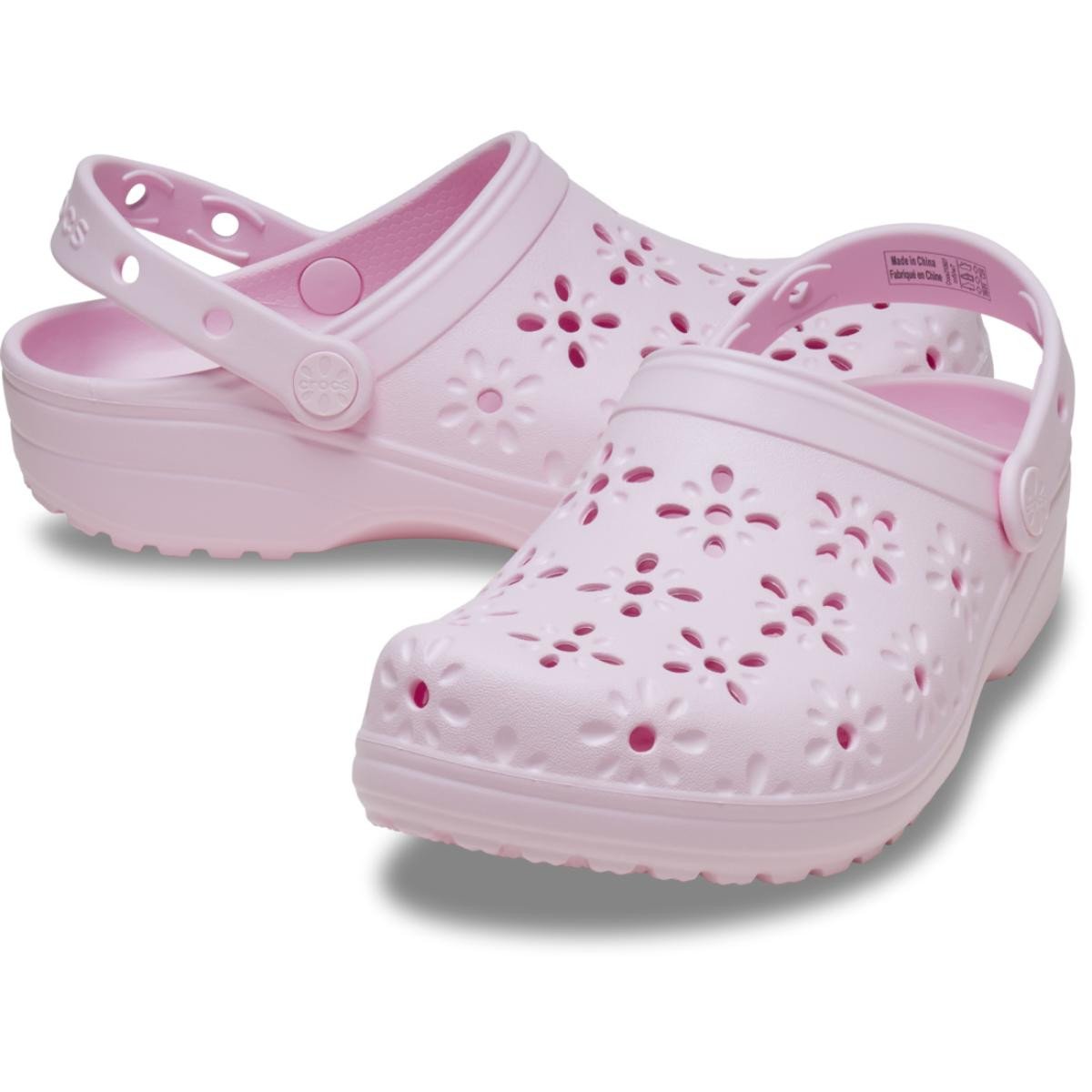 Saboti Crocs Classic Floral Cut-Out Clog Roz - Pink Milk - 3 | YEO