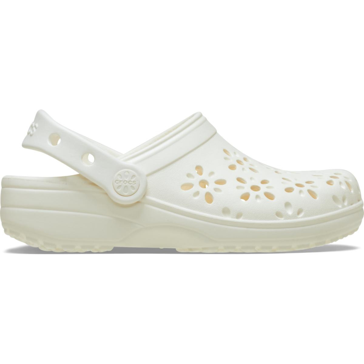 Saboti Crocs Classic Floral Cut-Out Clog Kids Alb - Chalk
