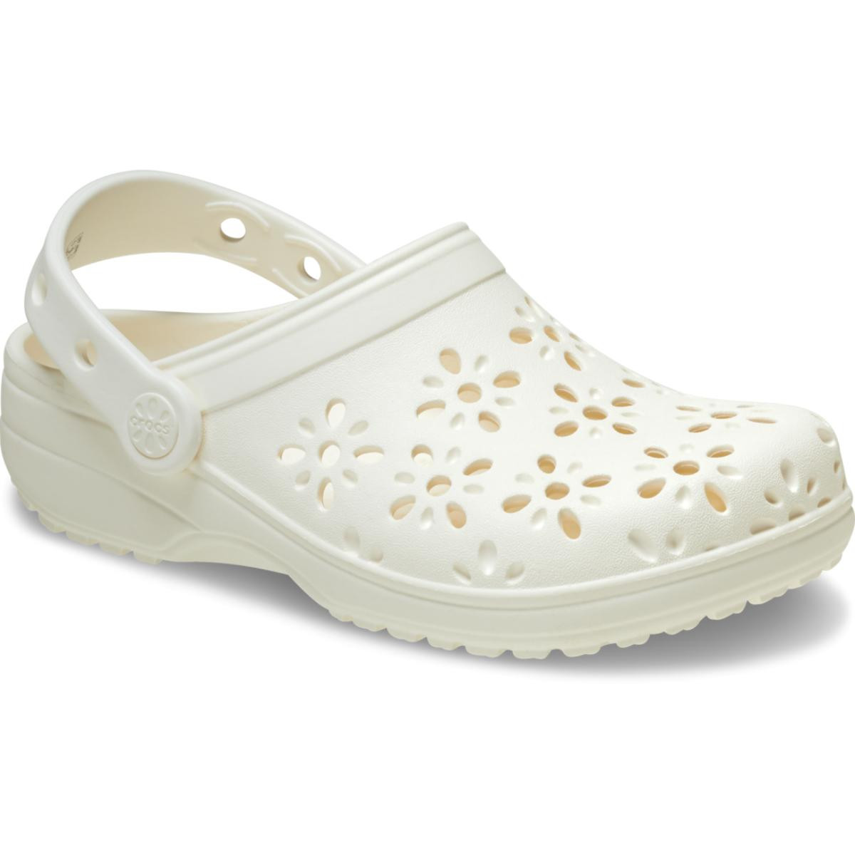 Saboti Crocs Classic Floral Cut-Out Clog Kids Alb - Chalk - 1 | YEO