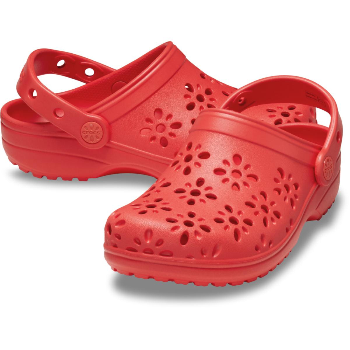 Saboti Crocs Classic Floral Cut-Out Clog Kids Rosu - Cherry Red - 3 | YEO