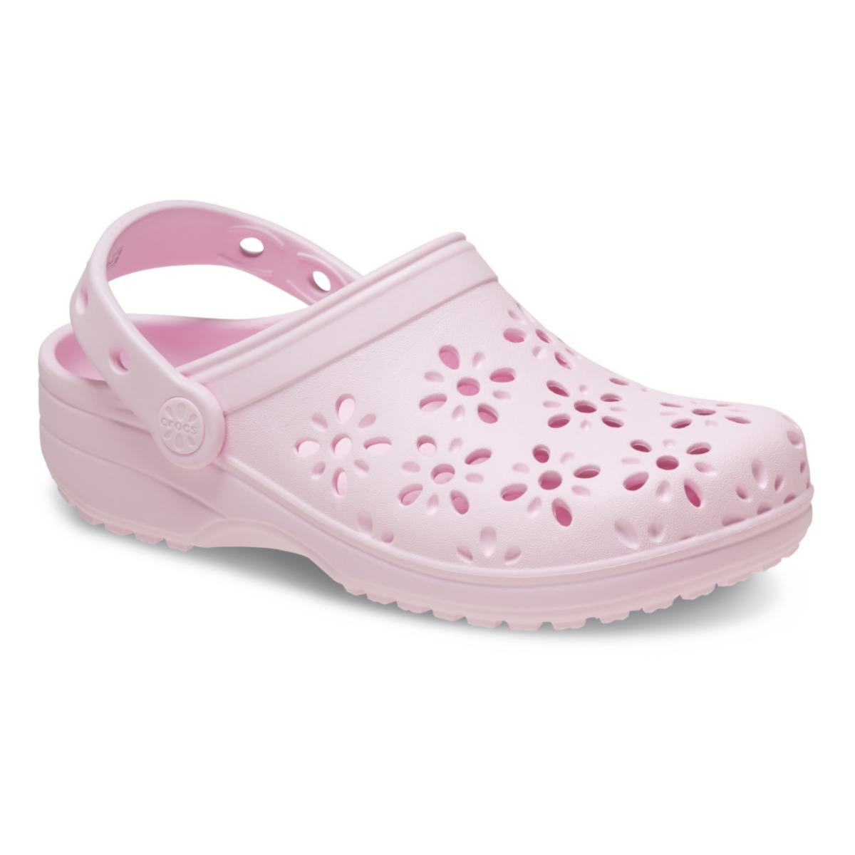 Saboti Crocs Classic Floral Cut-Out Clog Kids Roz - Pink Milk - 1 | YEO