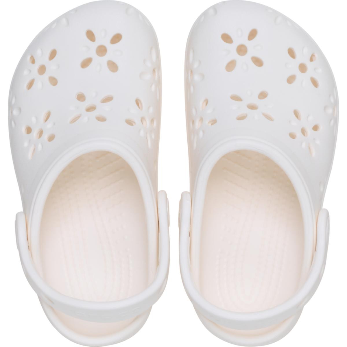Saboti Crocs Classic Toddler Floral Cut-Out Clog Alb - Chalk - 4 | YEO