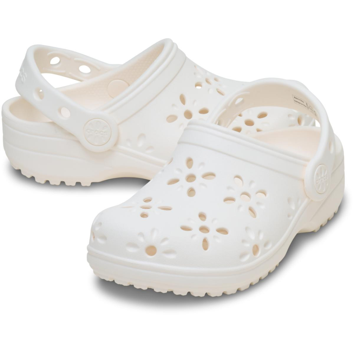 Saboti Crocs Classic Toddler Floral Cut-Out Clog Alb - Chalk - 3 | YEO
