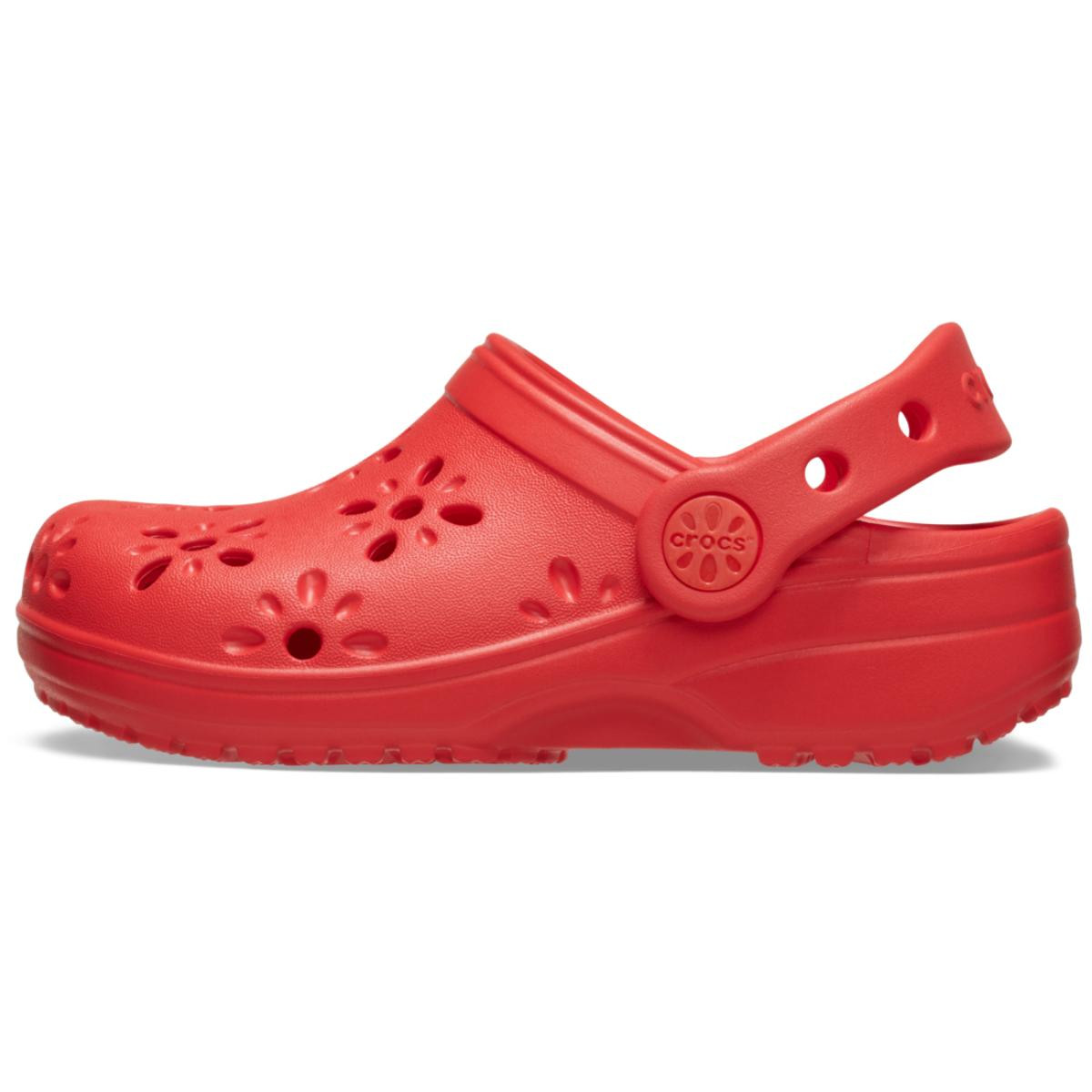 Saboti Crocs Classic Toddler Floral Cut-Out Clog Rosu - Cherry Red - 2 | YEO