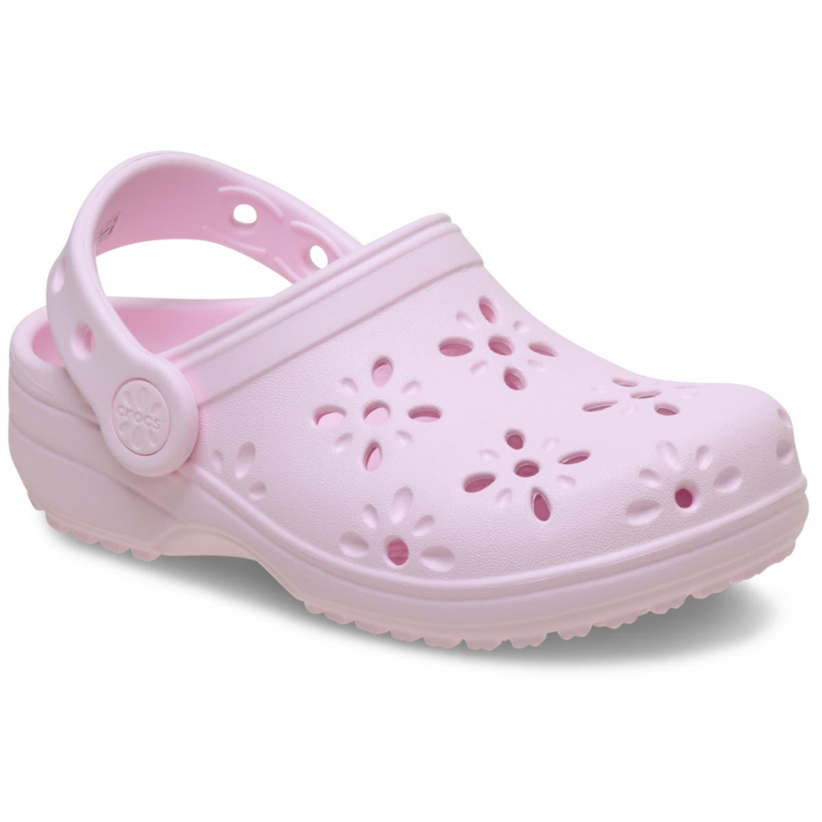Saboti Crocs Classic Toddler Floral Cut-Out Clog Roz - Pink Milk - 1 | YEO