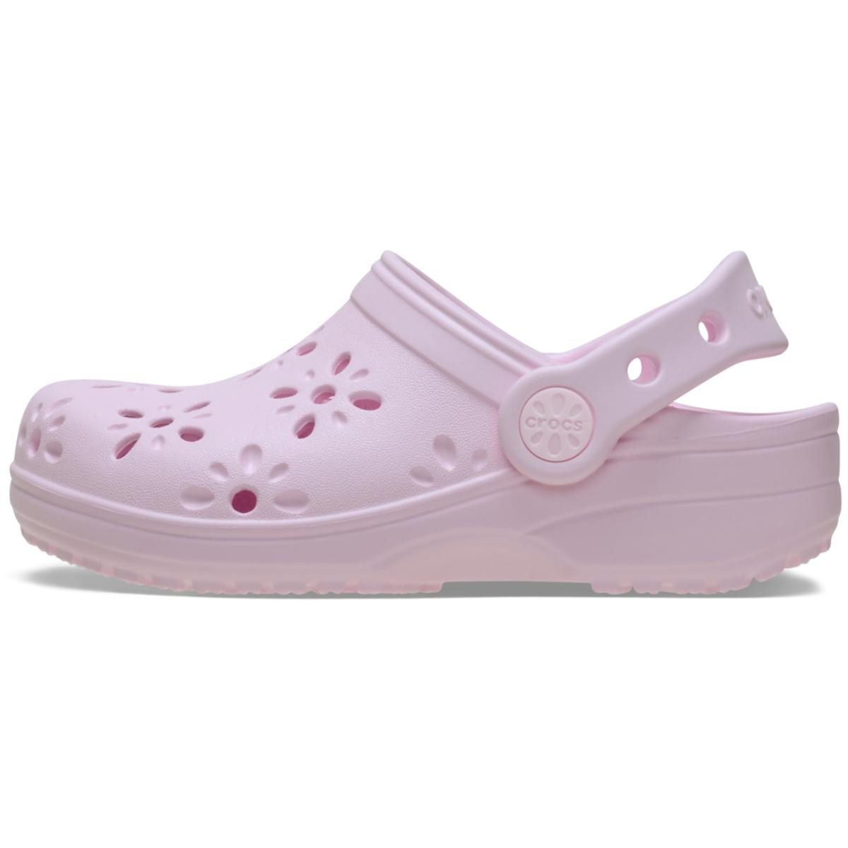Saboti Crocs Classic Toddler Floral Cut-Out Clog Roz - Pink Milk - 2 | YEO