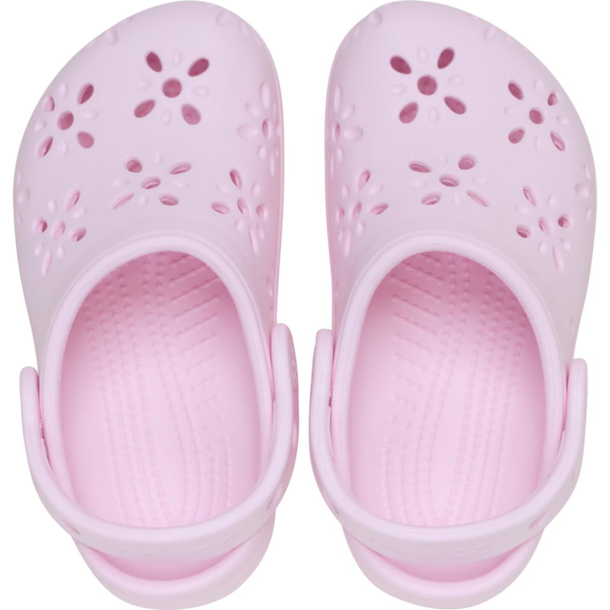Saboti Crocs Classic Toddler Floral Cut-Out Clog Roz - Pink Milk - 4 | YEO
