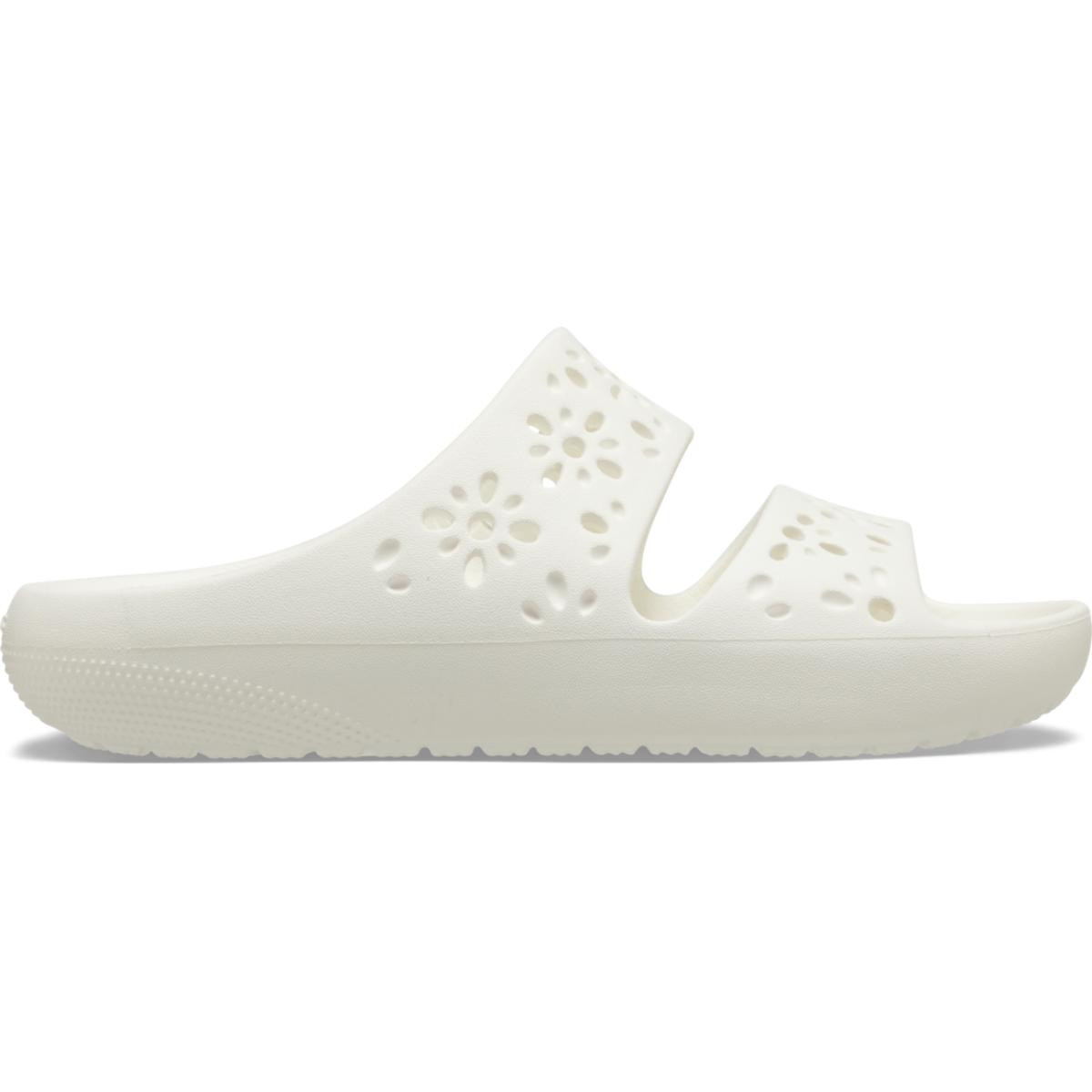 Papuci Crocs Classic Floral Cut-Out Sandal Alb - Chalk