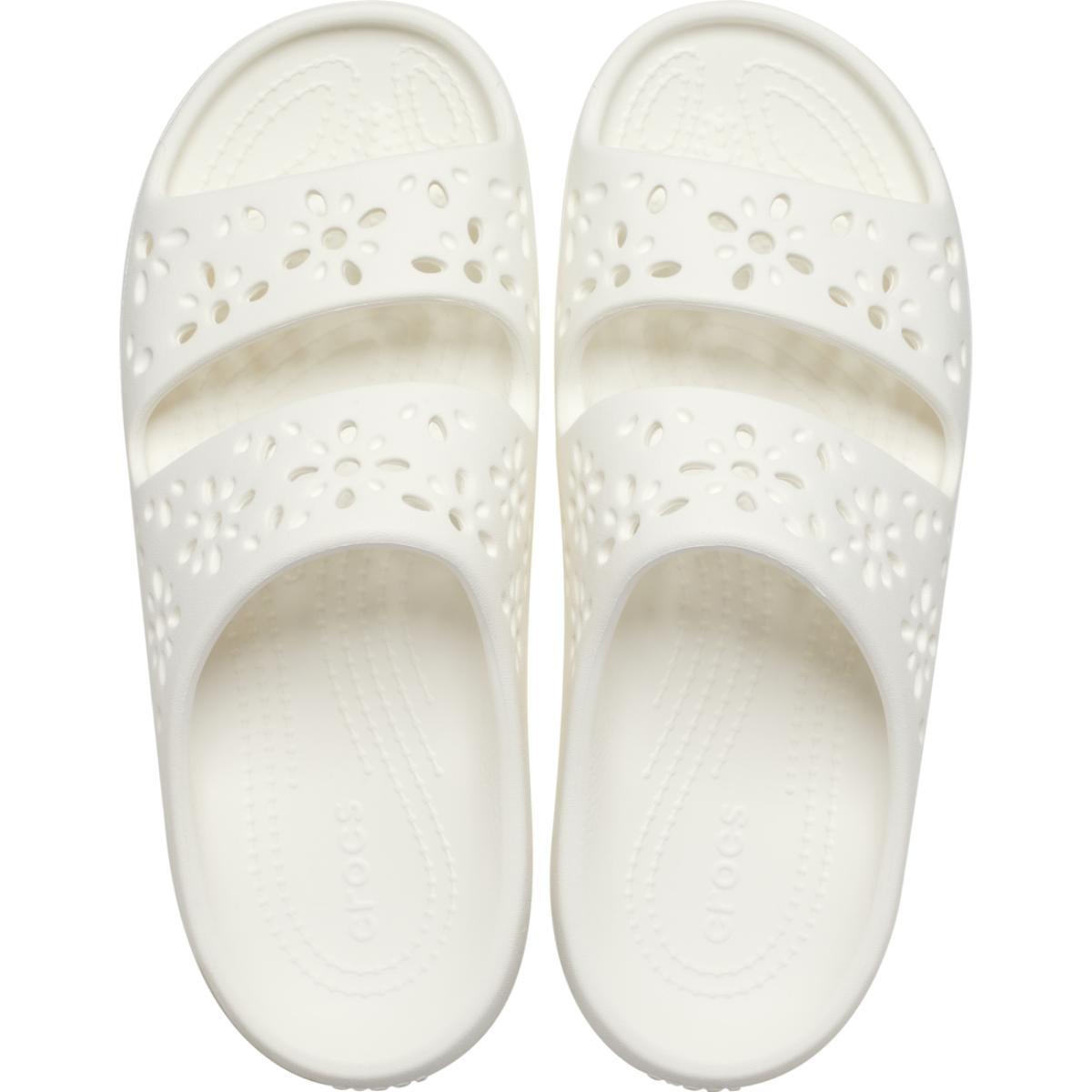 Papuci Crocs Classic Floral Cut-Out Sandal Alb - Chalk - 4 | YEO