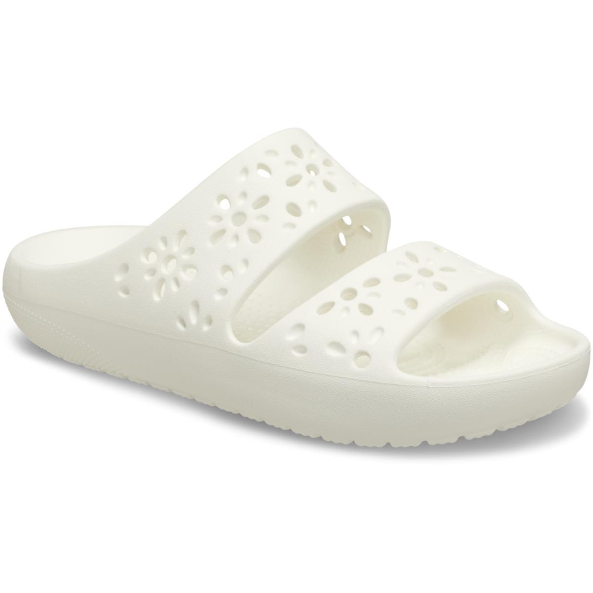Papuci Crocs Classic Floral Cut-Out Sandal Alb - Chalk - 1 | YEO