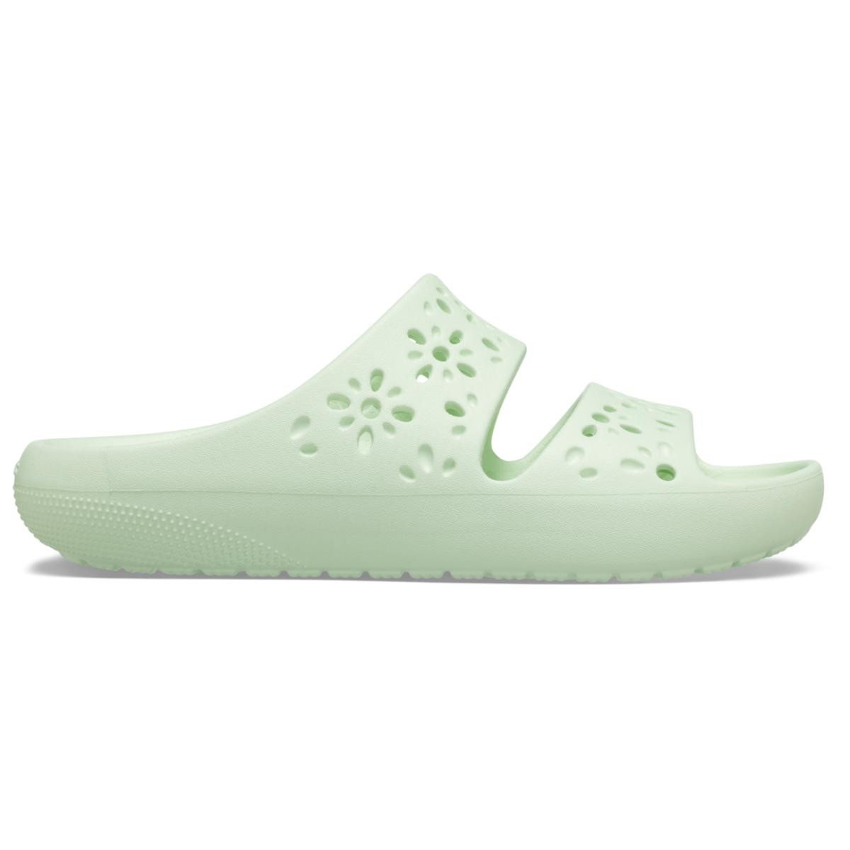 Papuci Crocs Classic Floral Cut-Out Sandal Verde - Jade Tint