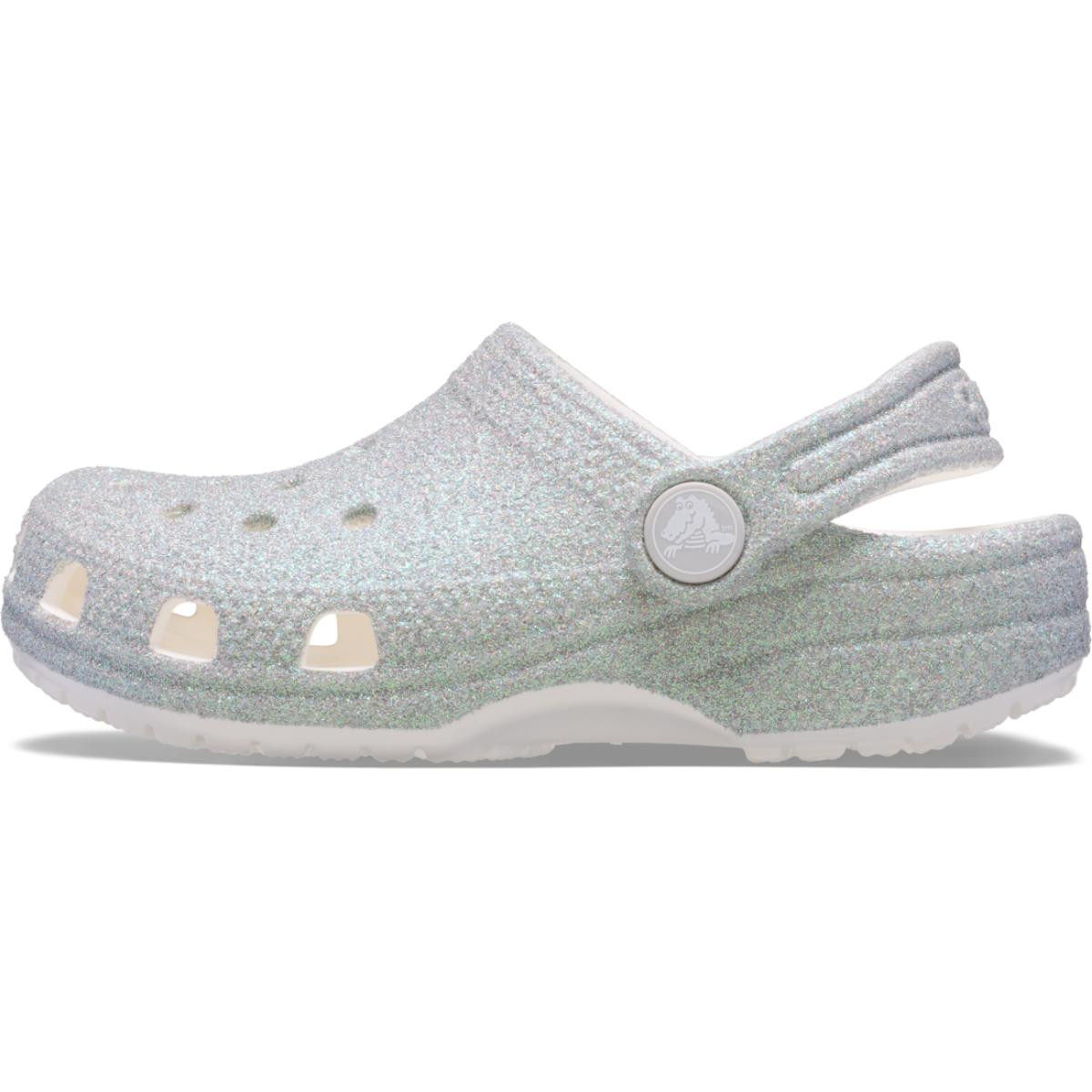 Saboti Crocs Classic Toddler Iridescent Glitter Clog Alb - White - 2 | YEO