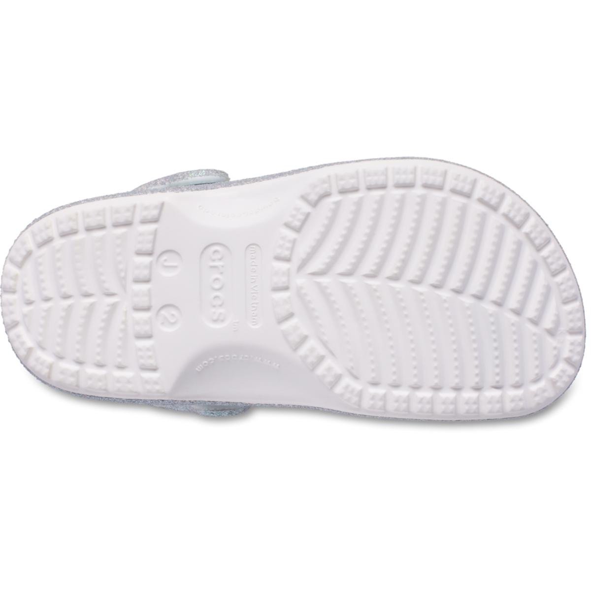 Saboti Crocs Classic Toddler Iridescent Glitter Clog Alb - White