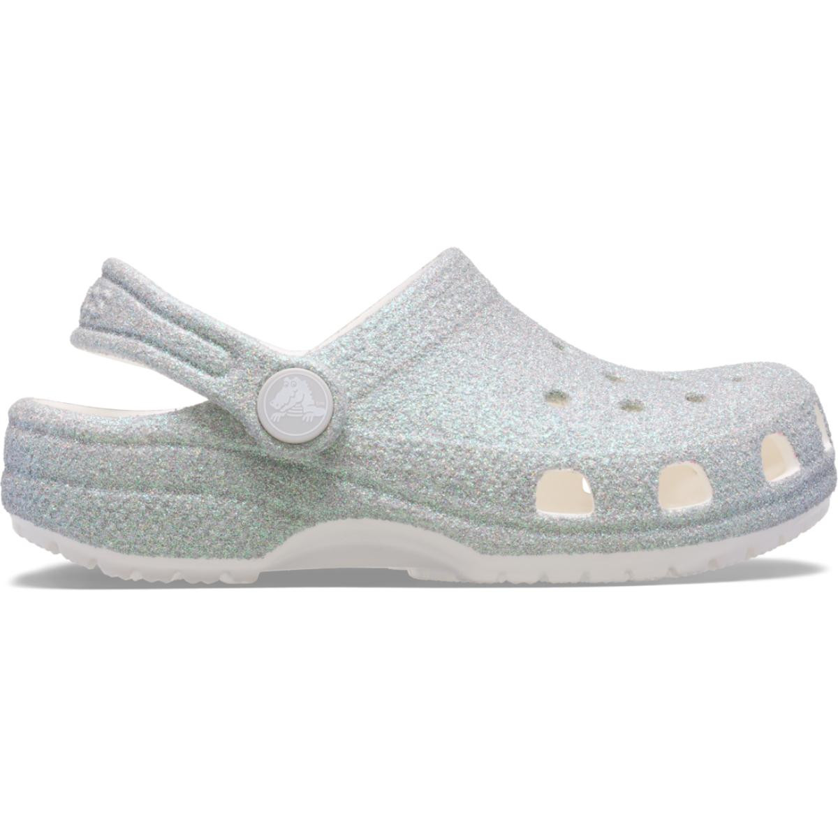 Saboti Crocs Classic Iridescent Glitter Clog Kids Alb - White