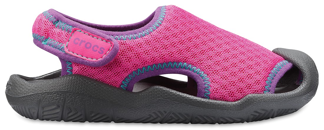 Sandale Crocs Swiftwater Sandal Kids Roz – Neon Magenta/Slate Grey Copii imagine 2022