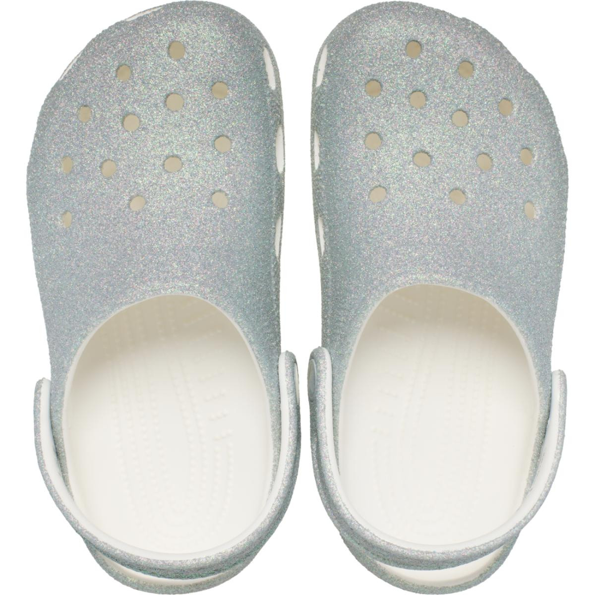 Saboti Crocs Classic Iridescent Glitter Clog Kids Alb - White - 4 | YEO