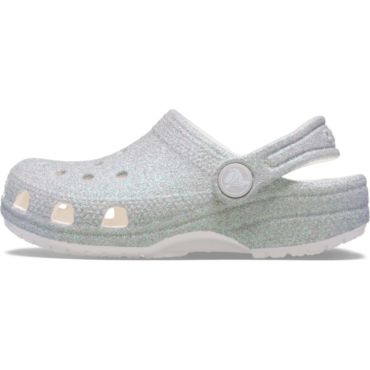Saboti Crocs Classic Iridescent Glitter Clog Kids Alb - White - 2 | YEO