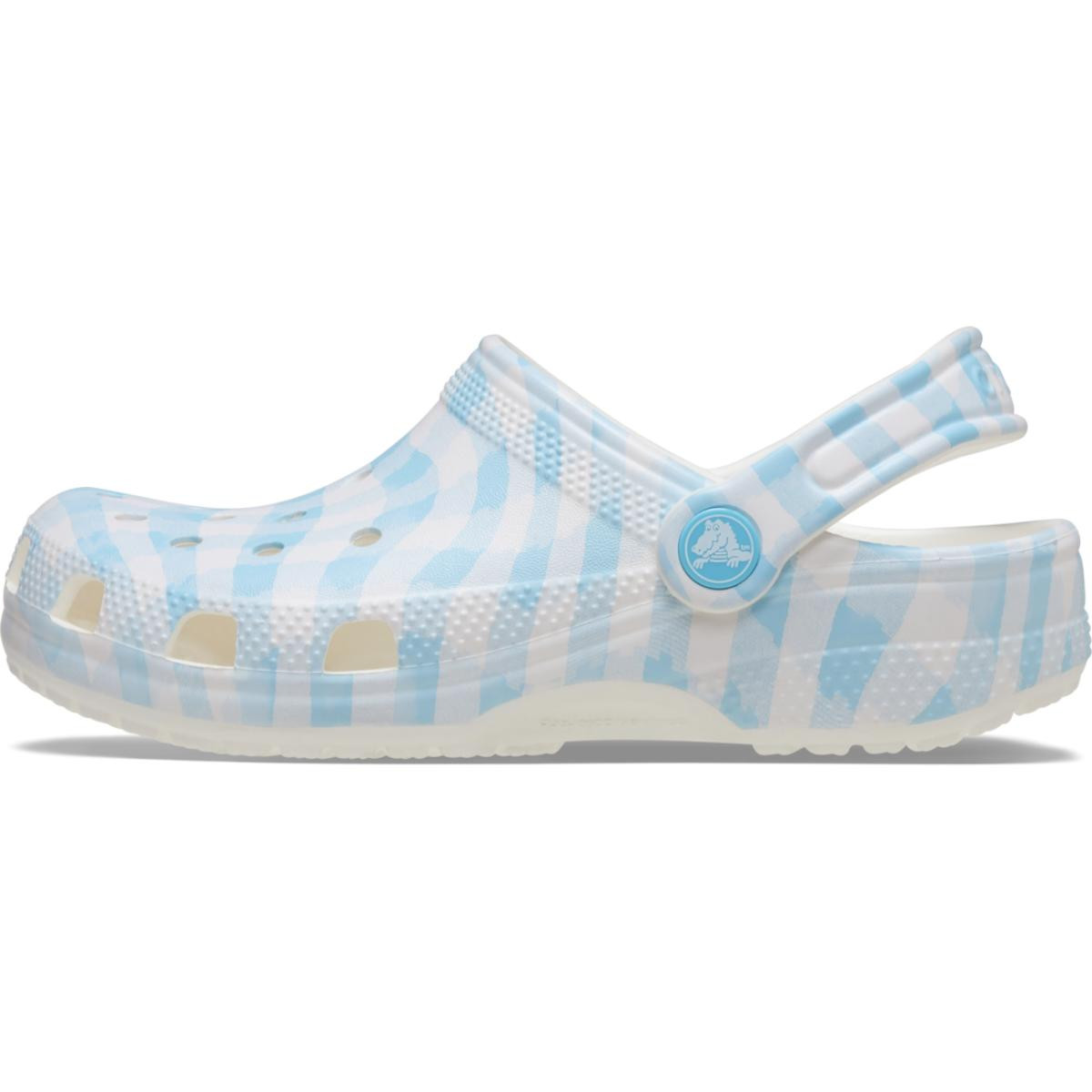 Saboti Crocs Classic Gingham Clog Kids Alb - White/Blue - 2 | YEO