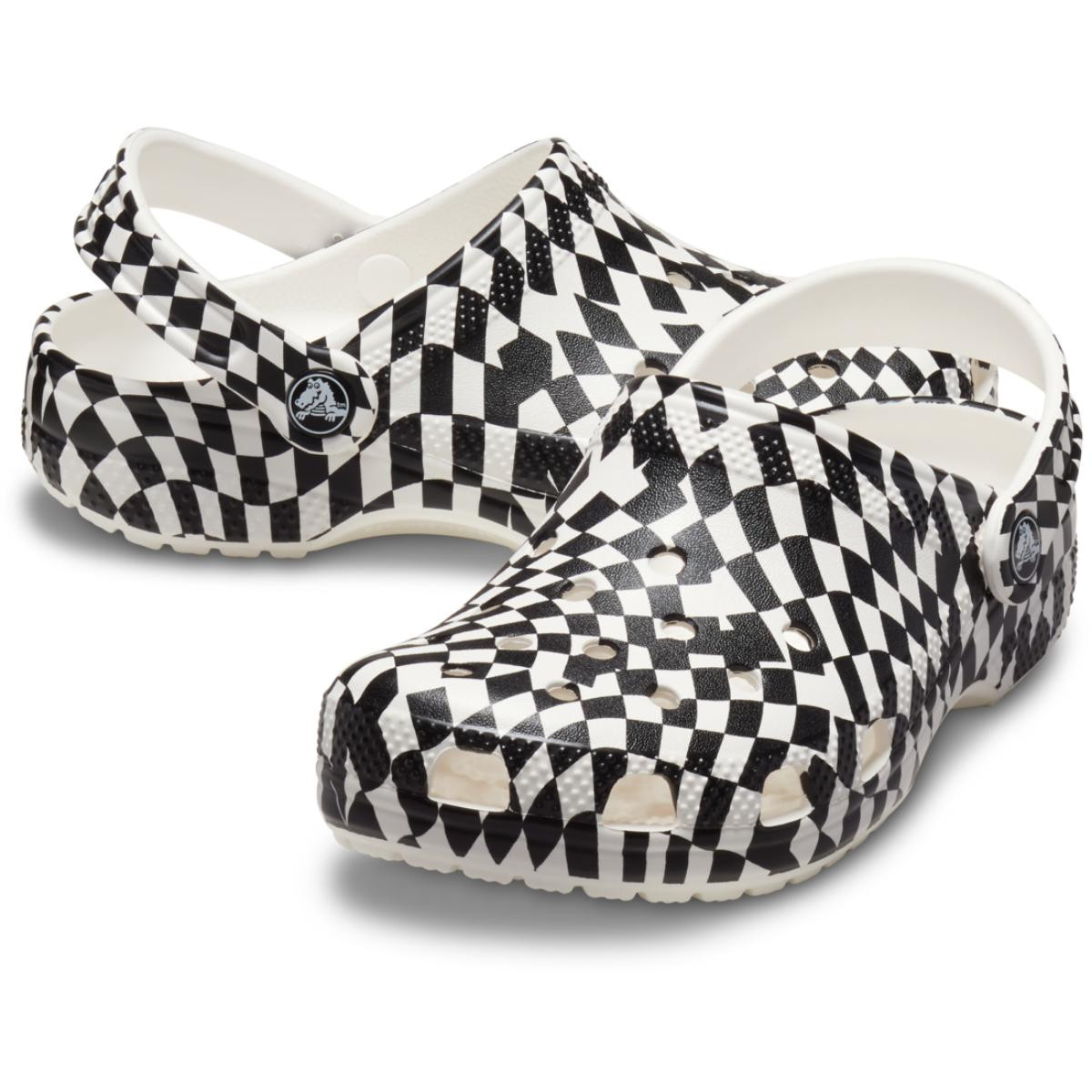 Saboti Crocs Warped Checker Clog Kids Alb - White/Black - 3 | YEO