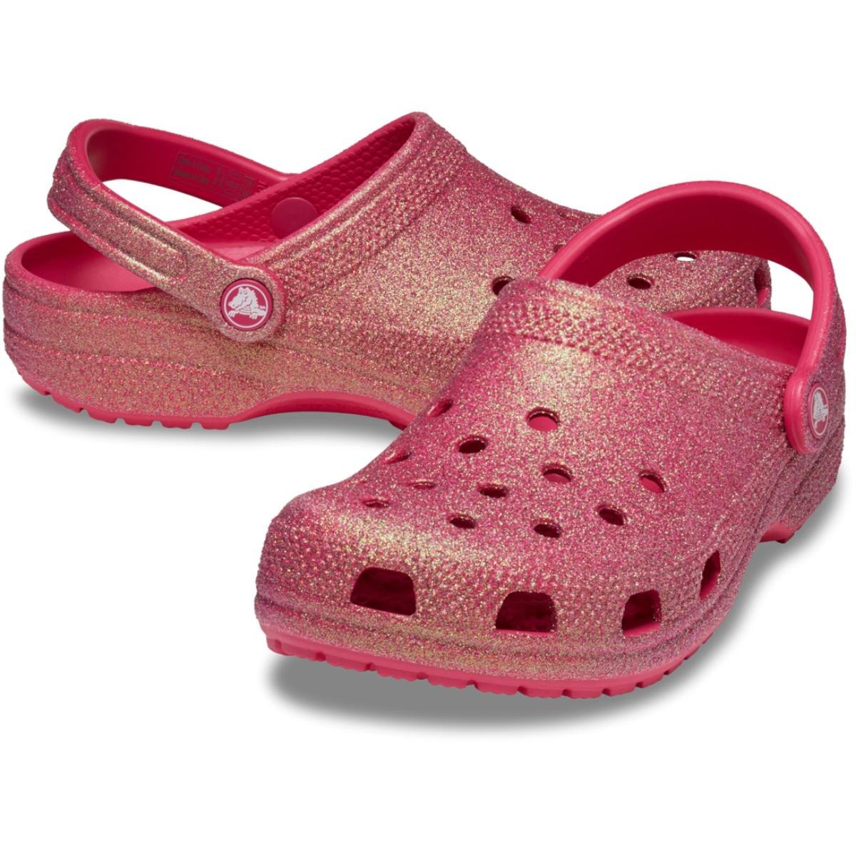 Saboti Crocs Classic Iridescent Glitter Clog Roz - Dragon Fruit - 3 | YEO