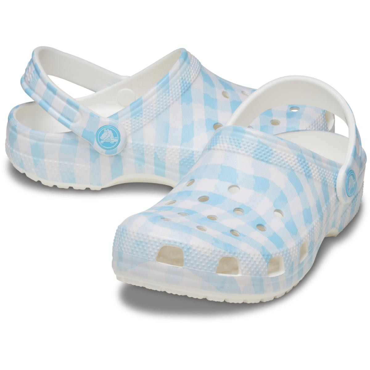 Saboti Crocs Classic Gingham Clog Alb - White/Blue - 3 | YEO