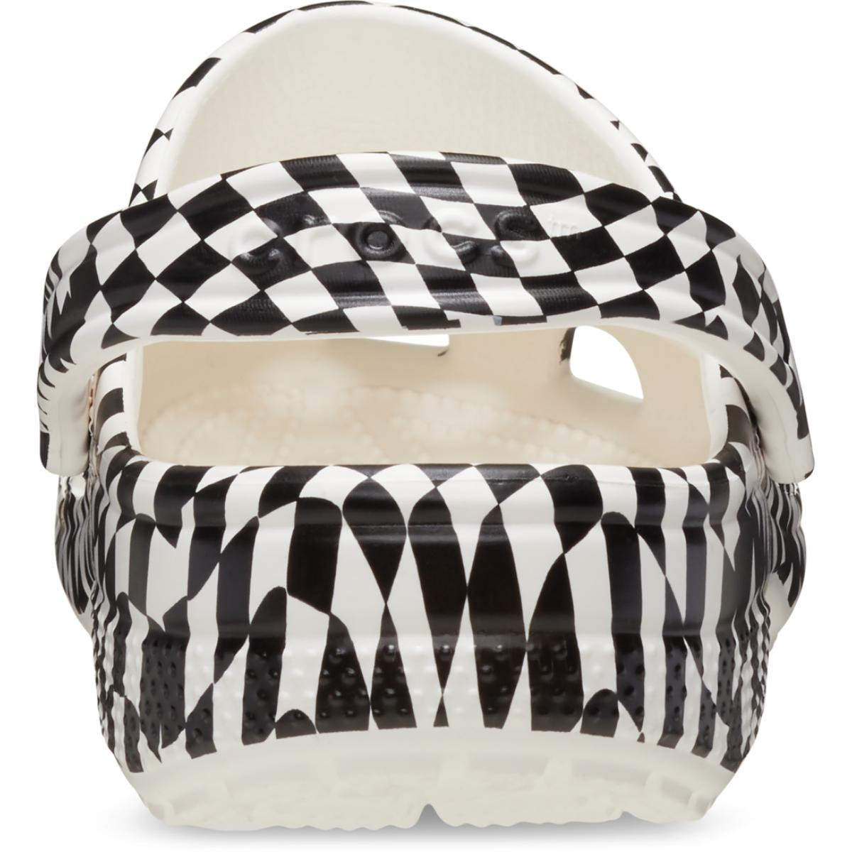 Saboti Crocs Classic Warped Checker Clog Alb - White/Black - 5 | YEO