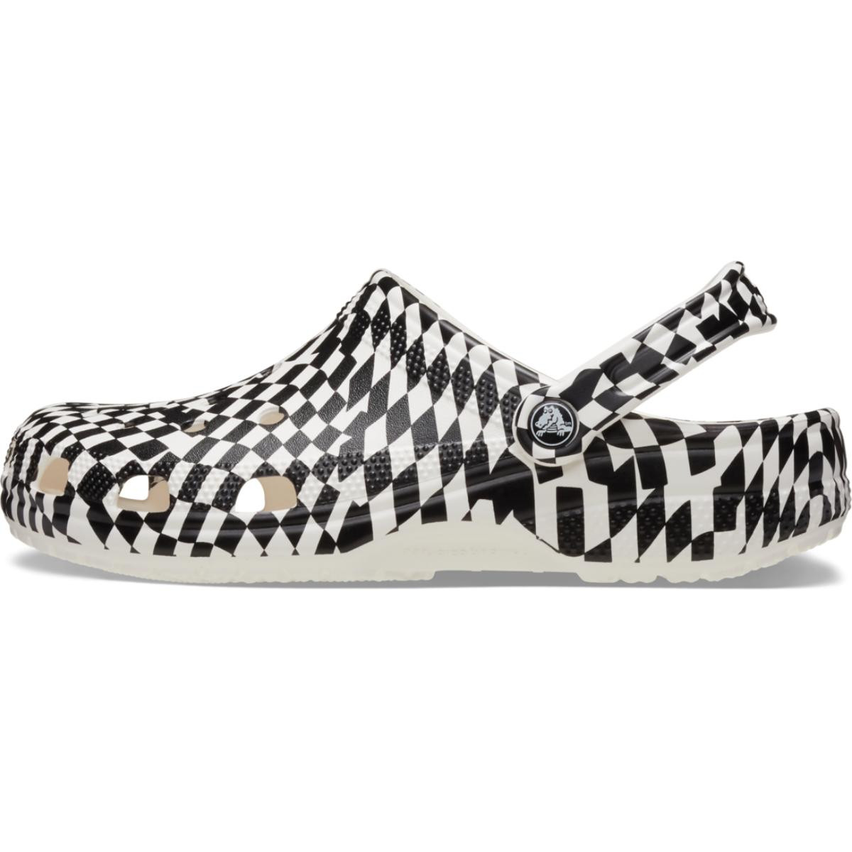 Saboti Crocs Classic Warped Checker Clog Alb - White/Black - 2 | YEO