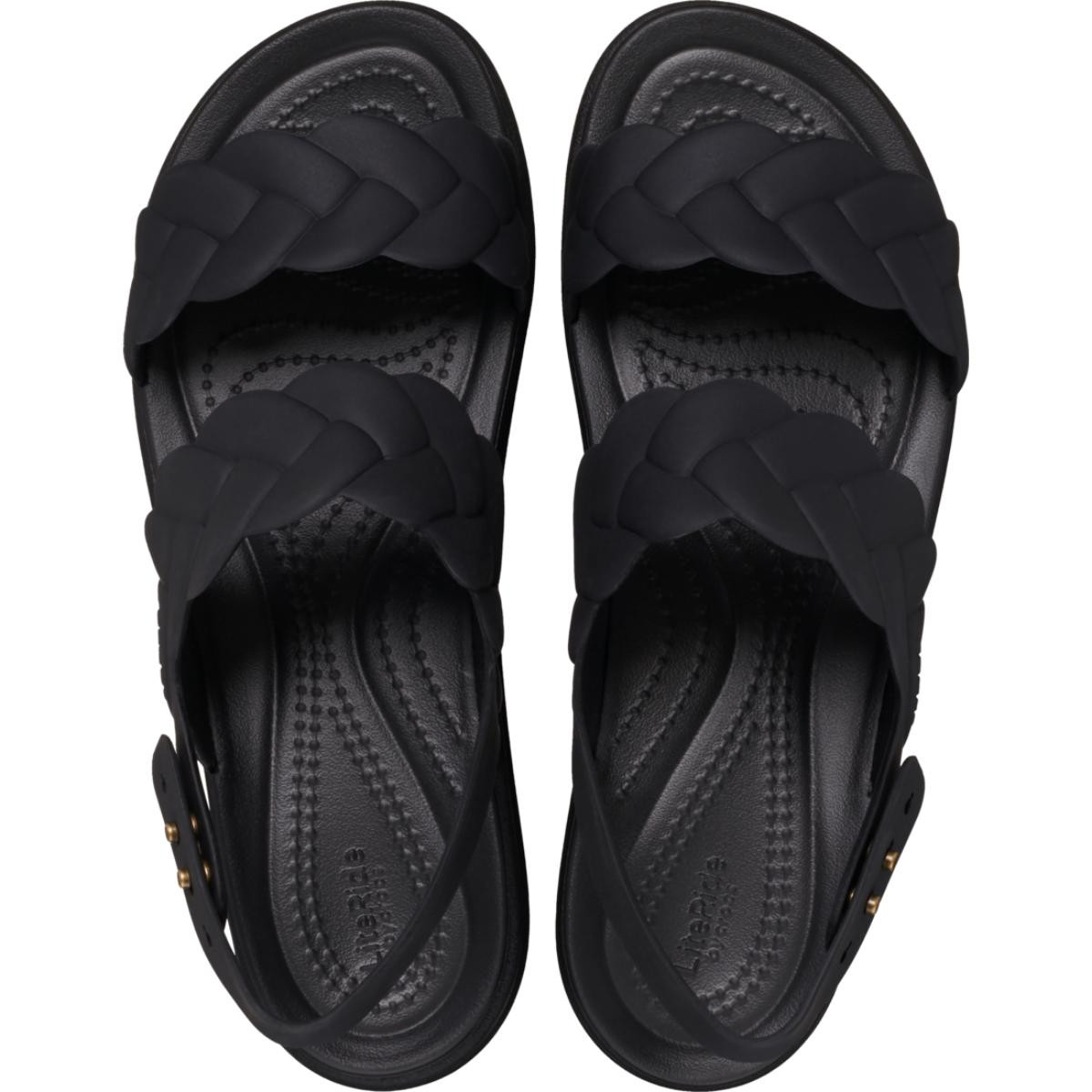 Sandale Crocs Brooklyn Woven Low Wedge Negru - Black/Black - 4 | YEO