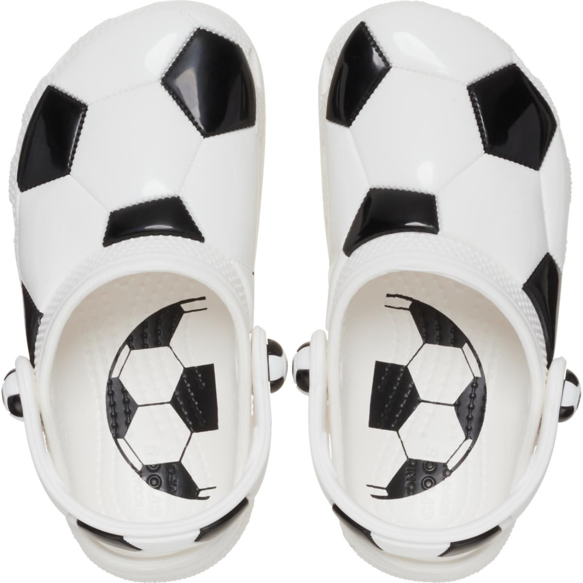 Saboti Crocs Classic Toddler Soccer Ball Clog Alb - White/Black - 4 | YEO