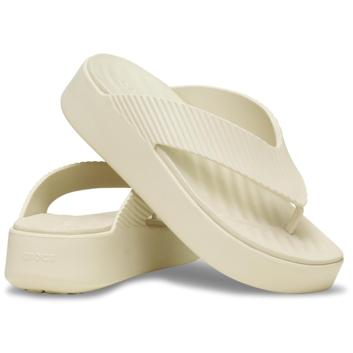 Slapi Crocs Getaway Groove Platform Flip Bej - Sandstone - 3 | YEO
