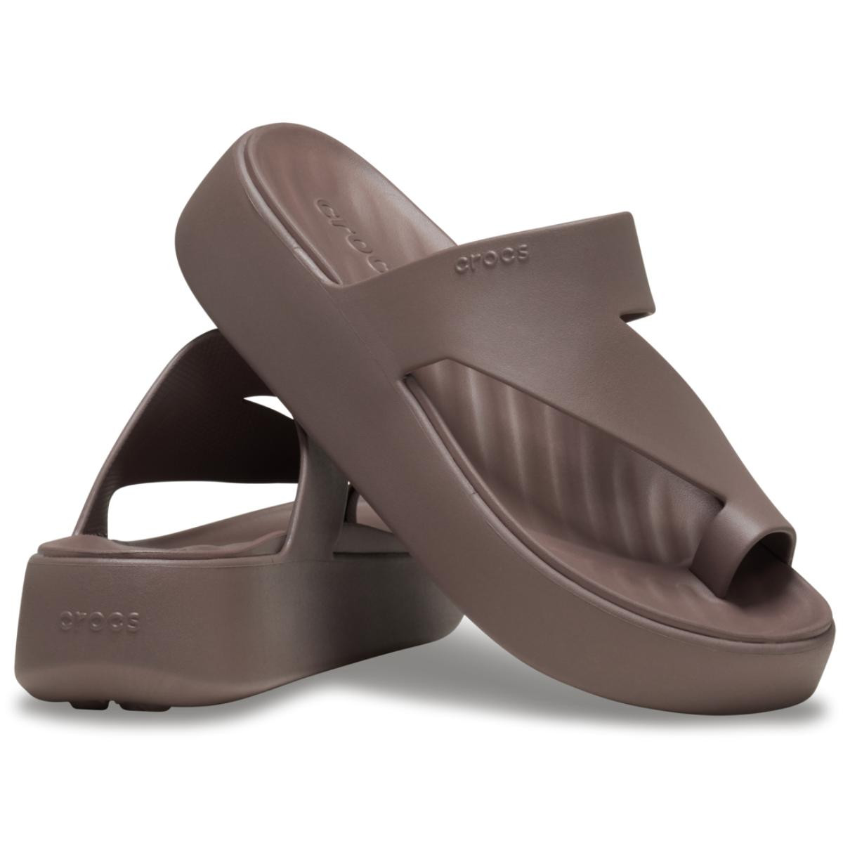 Papuci Crocs Getaway Platform Toe Loop Maro - Truffle - 2 | YEO