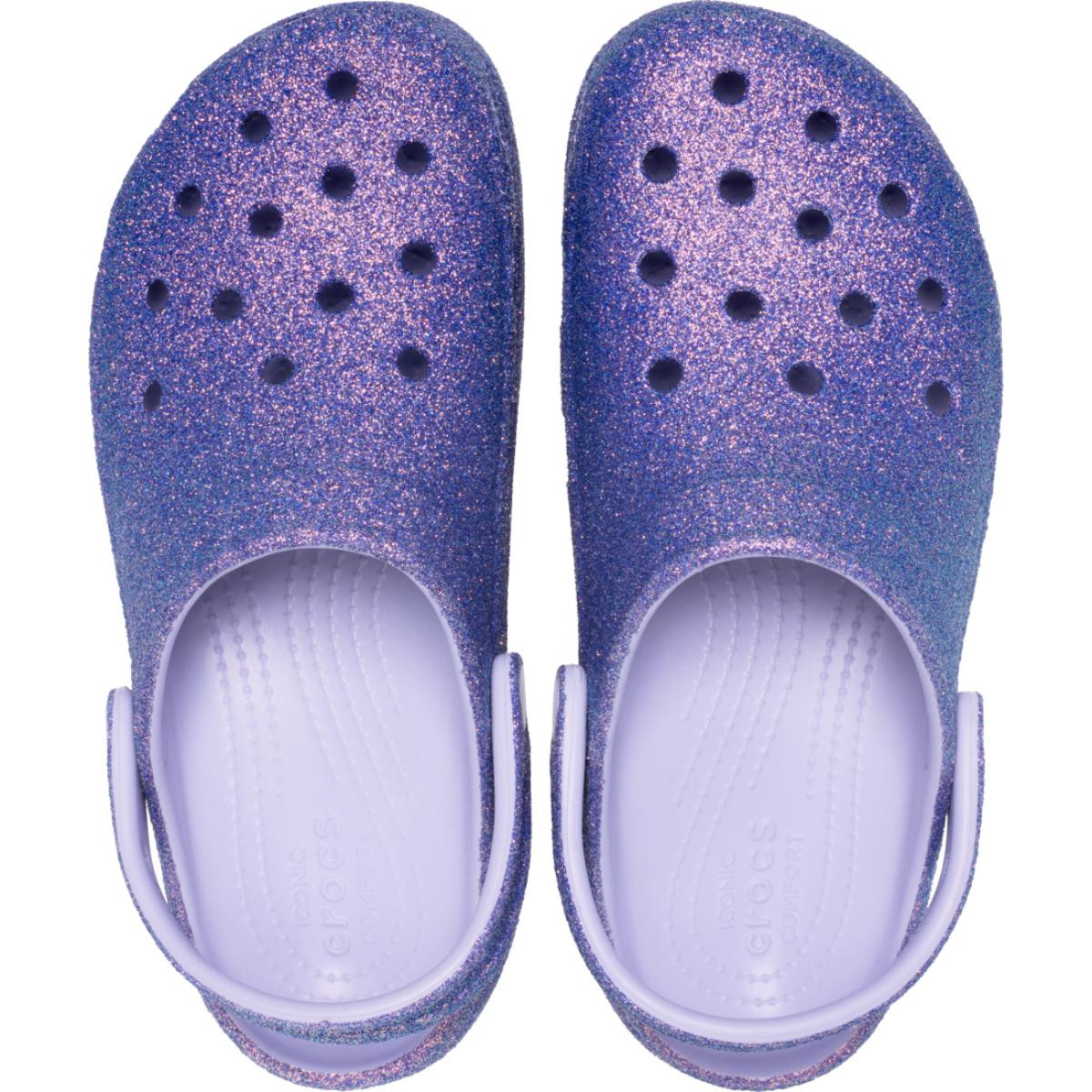 Saboti Crocs Classic Platform Iridescent Glitter Clog Mov - Purple Moon - 4 | YEO