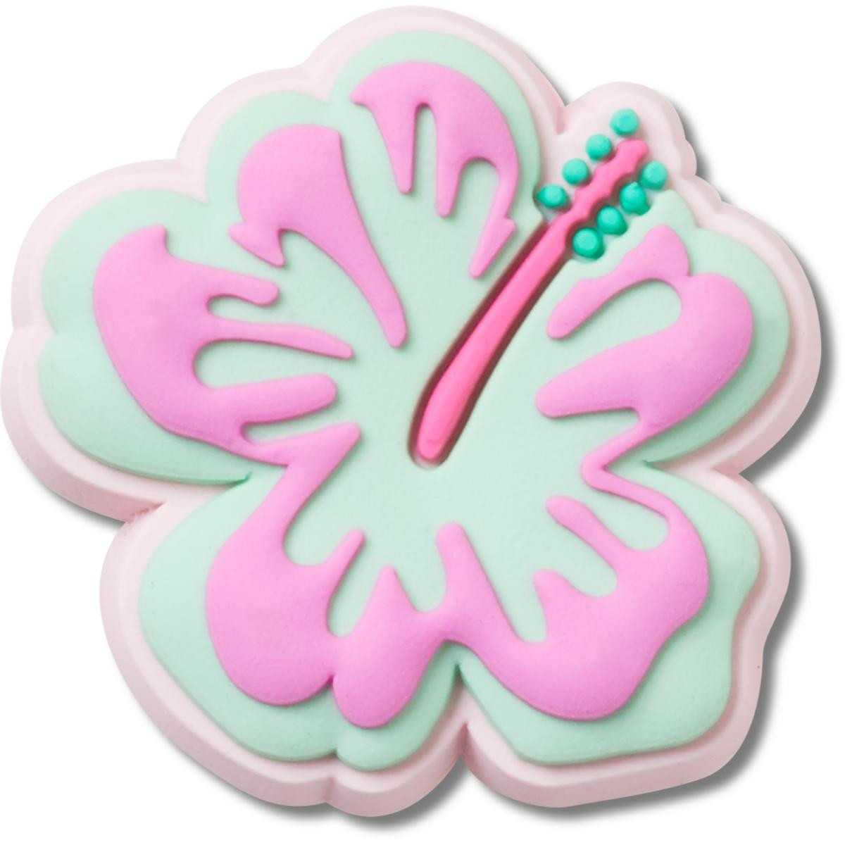 Jibbitz Crocs Turquoise and Pink Hibiscus