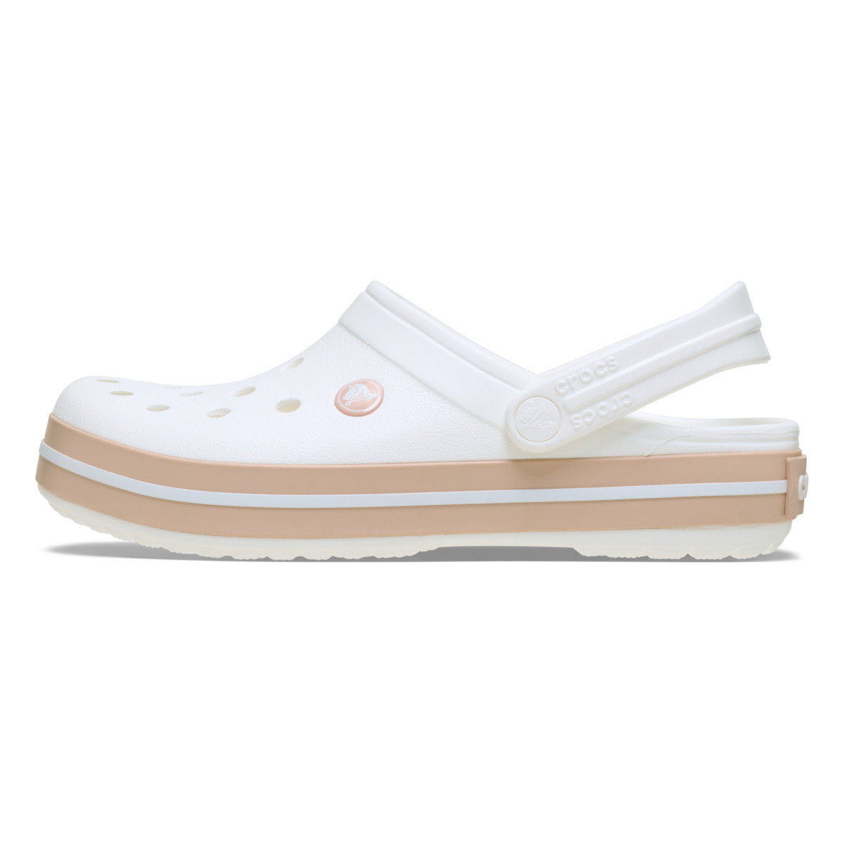 Saboti Crocs Crocband Alb - White/Pink Caramel