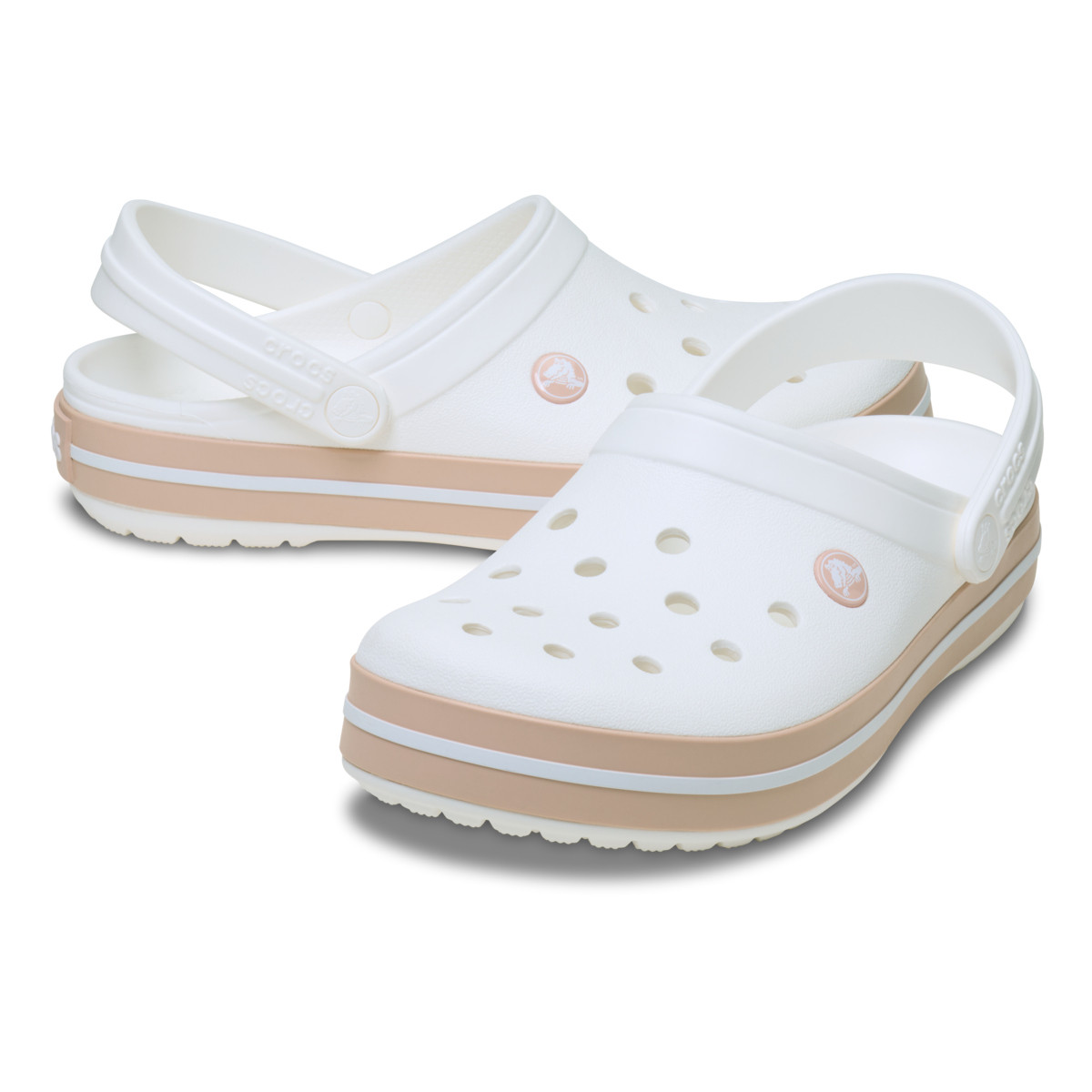 Saboti Crocs Crocband Alb - White/Pink Caramel