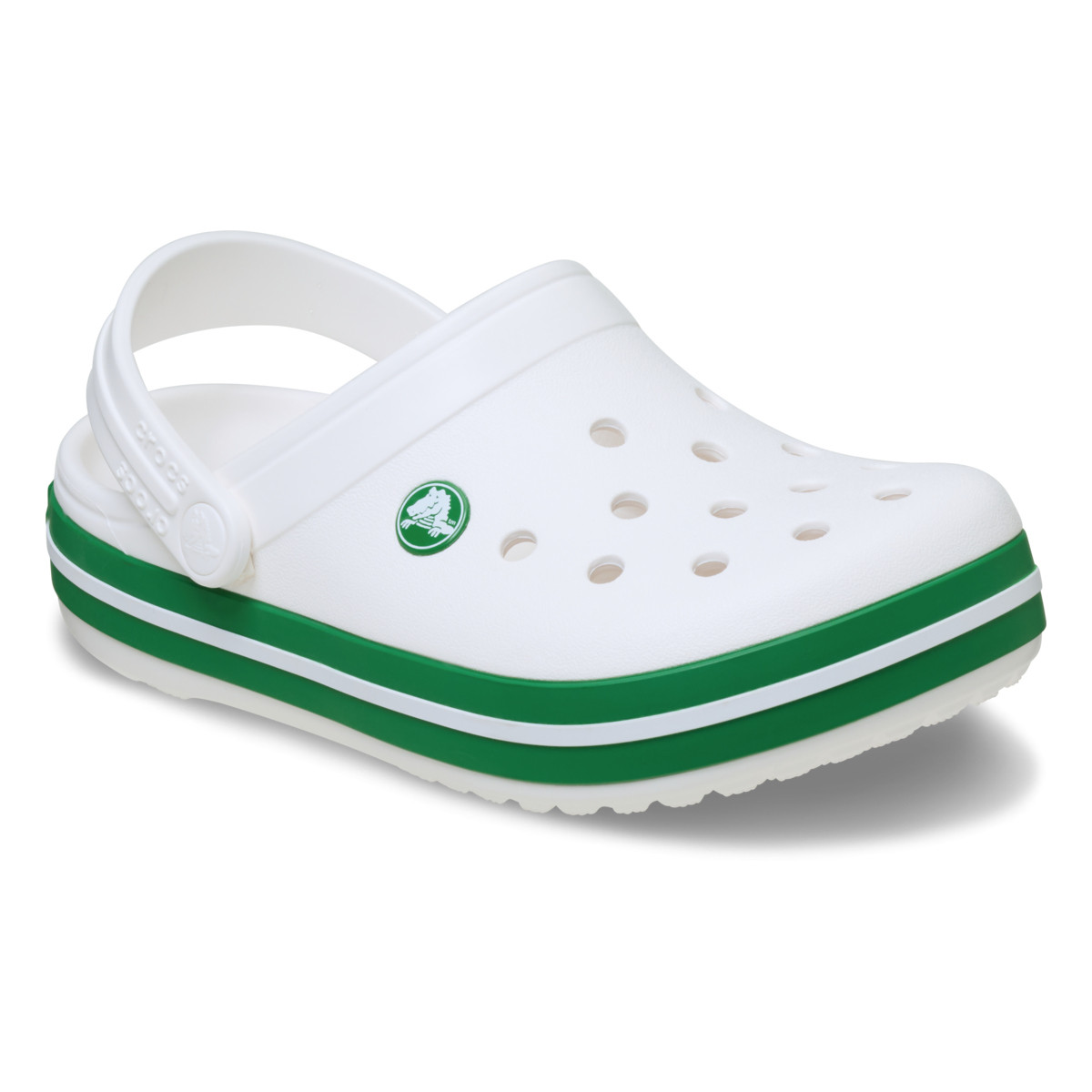 Saboți Crocs Crocband Kid's New Clog Alb - White/Green Ivy