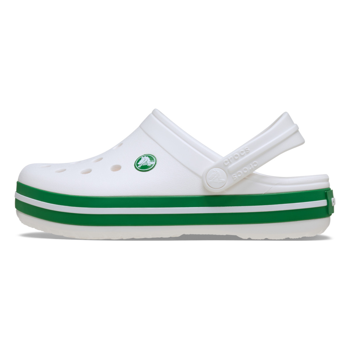 Saboți Crocs Crocband Kid's New Clog Alb - White/Green Ivy